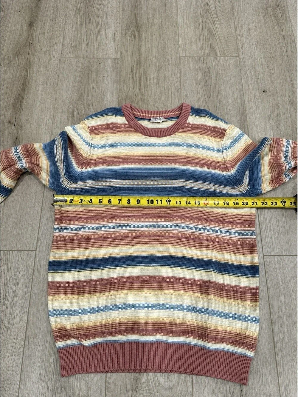 Faherty Stripe Crewneck Sweater Red Basin Ombré Men’s L Unisex Cotton - Cashmere
